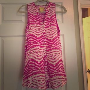 pink and white anthropologie blouse