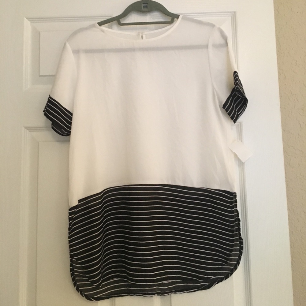 black and white sheer top - NWT