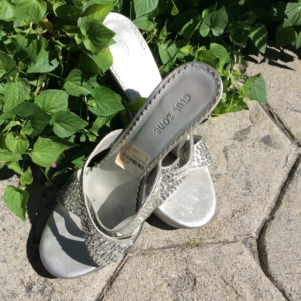 Silver Slip On Heels