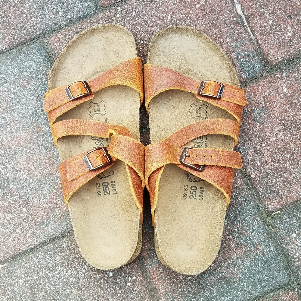 Orange Multistrap Birkenstock Sandals