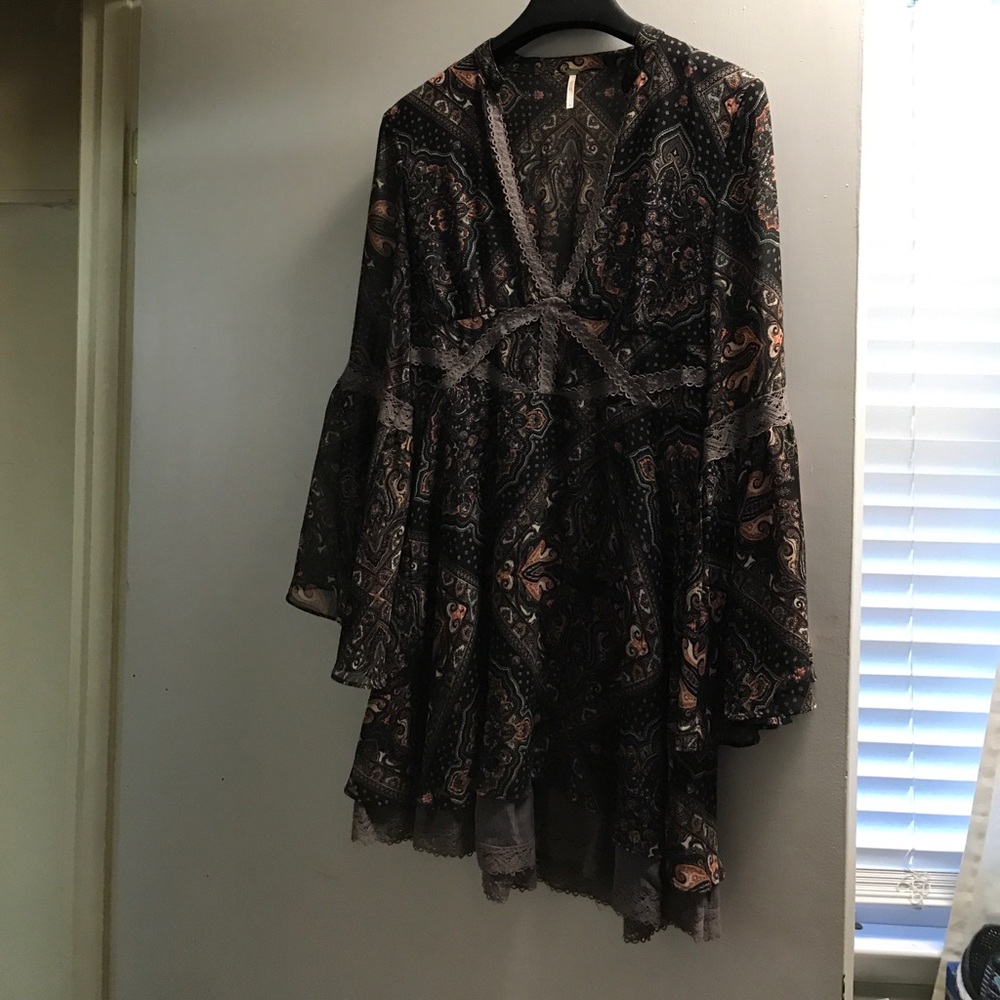 Free People Black Paisley Dress