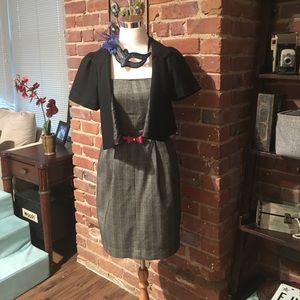 Strapless wool grey dress with Pockets