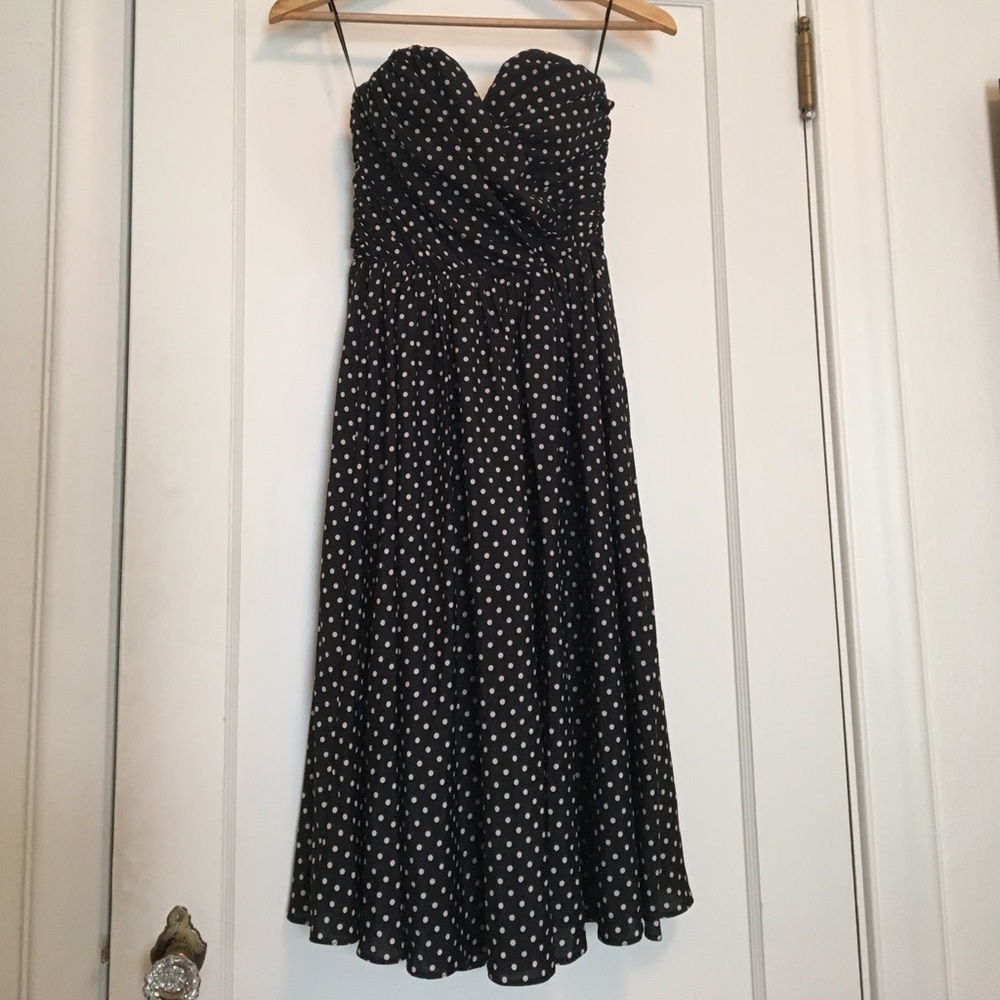 EUC ASOS Bandeau Polka Dot Midi Dress