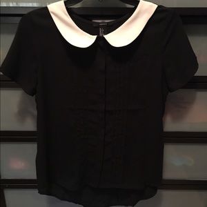 Black Peter pan collard blouse