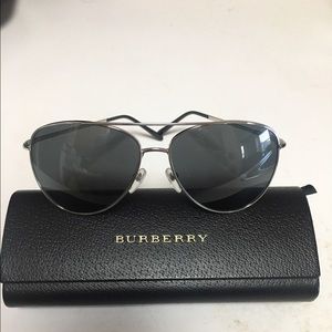 Silver framed Burberry aviator sunglasses