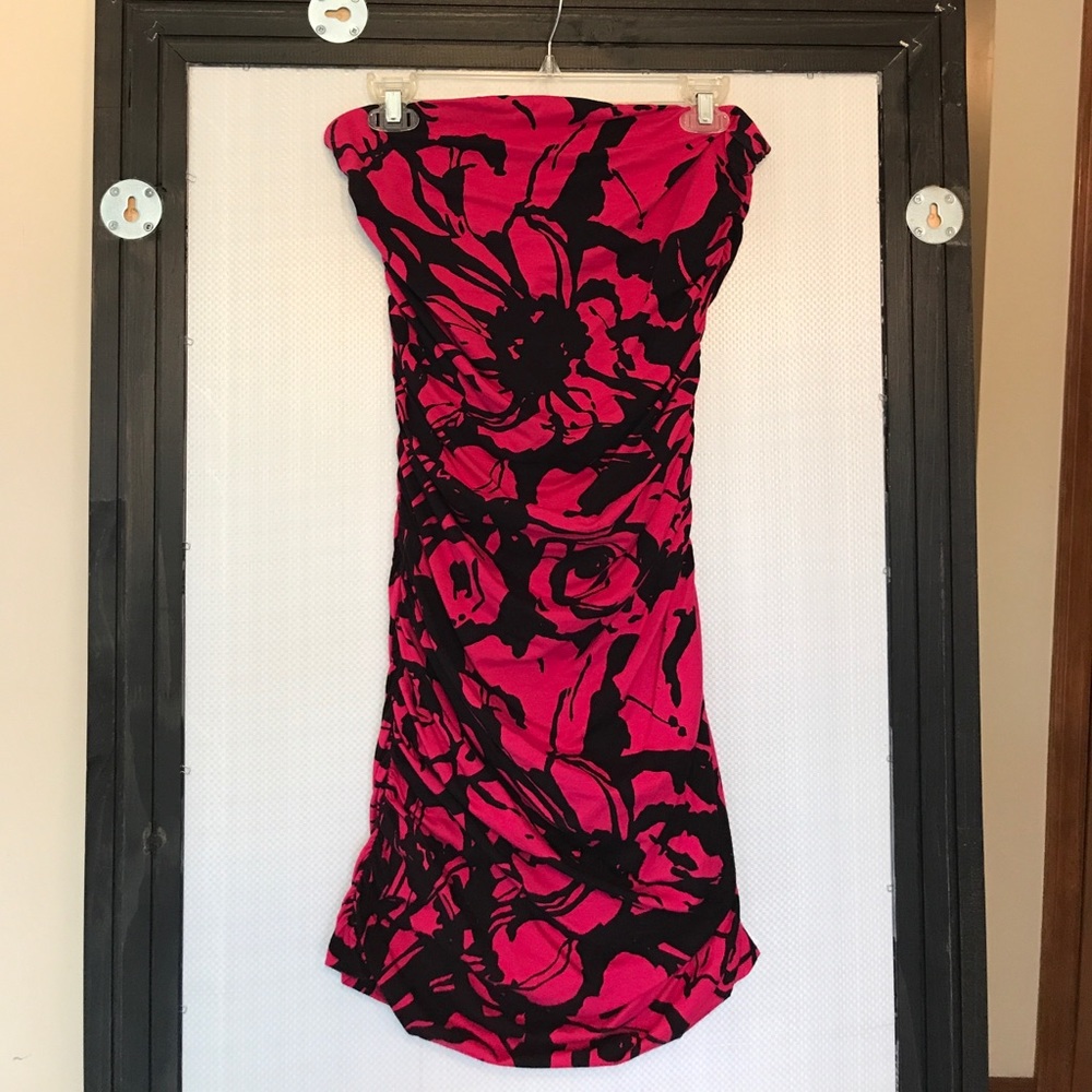 Express Flower print Strapless Dress