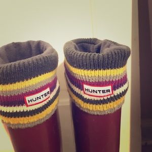 Tall Hunter Boot Fleece Welly Socks, Knit Cuffs