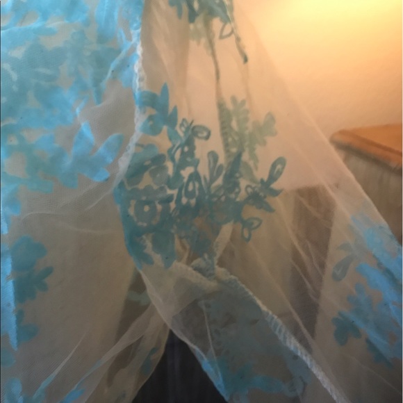 🎉 Aqua blue sheer maxi dress cover maxi dress Sm - Picture 5 of 7