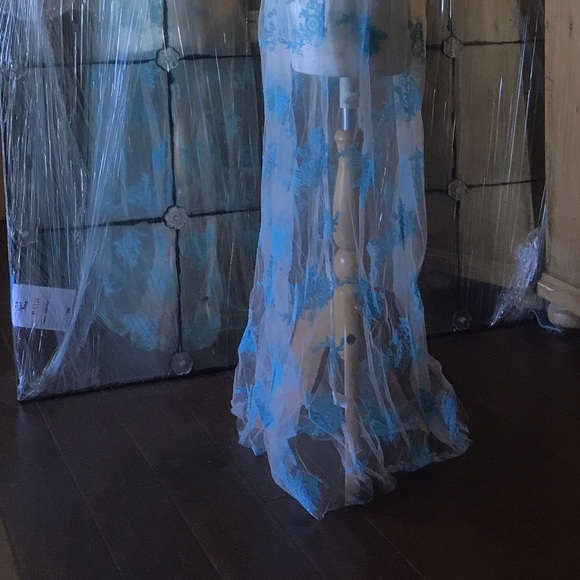 🎉 Aqua blue sheer maxi dress cover maxi dress Sm - Picture 7 of 7
