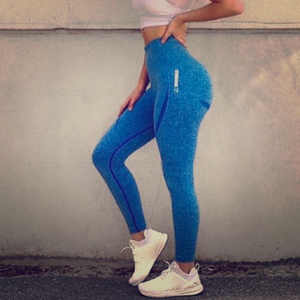 Gym shark seamless crop leggings Blue M.