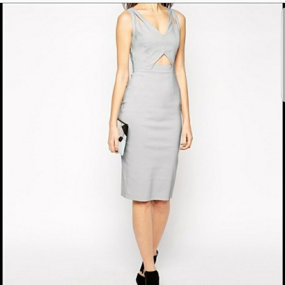 ASOS cut out grey pencil dress