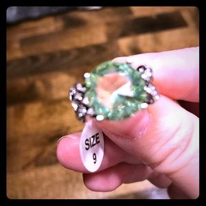 Silver ring with beautiful green stone