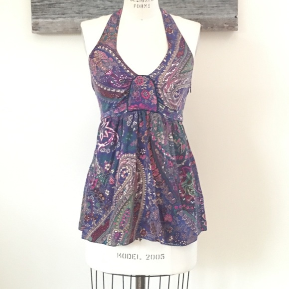 Saks 5th Avenue Silk Paisley Halter Top - Picture 8 of 8