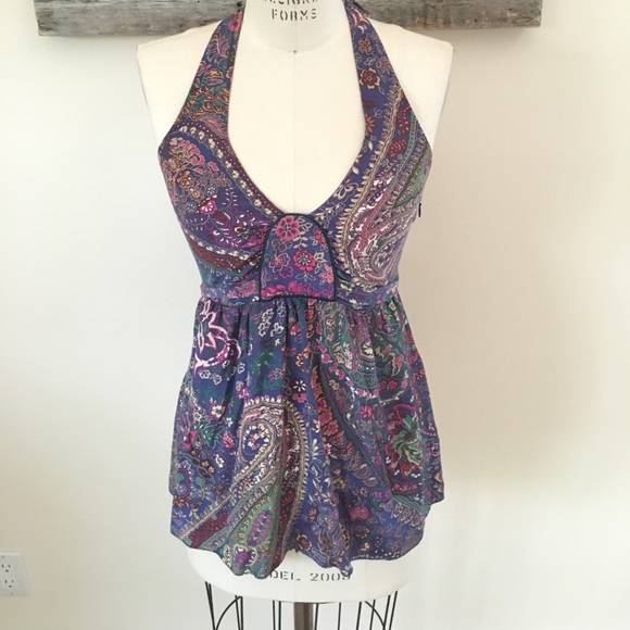 Saks 5th Avenue Silk Paisley Halter Top - Picture 3 of 8