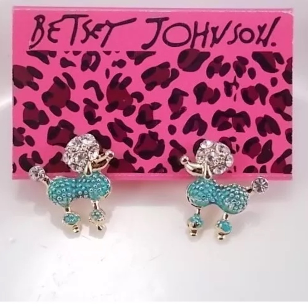 BETSEY JOHNSON CRYSTAL DOG EARRINGS!
