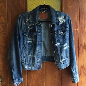 Levi's distressed denim jacket.