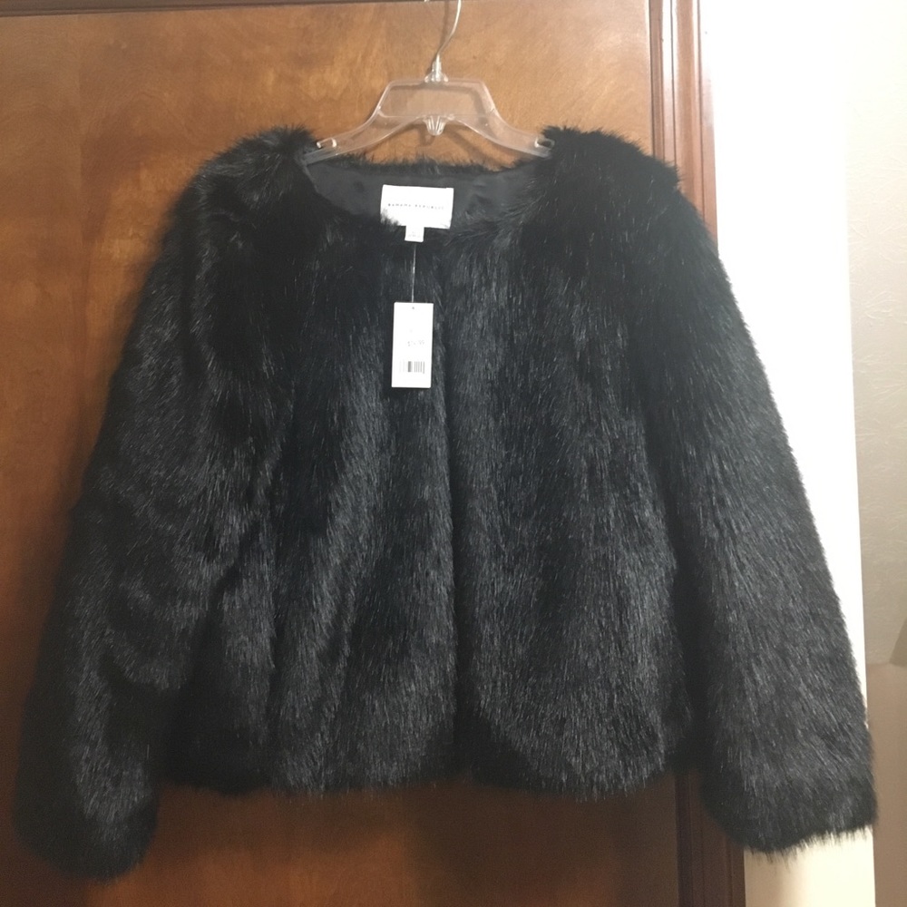 Banana Republic Black Faux Fur Jacket