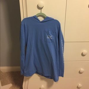 Blue shirt with hood