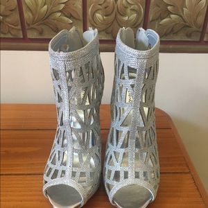 Silver sparkly ankle booties