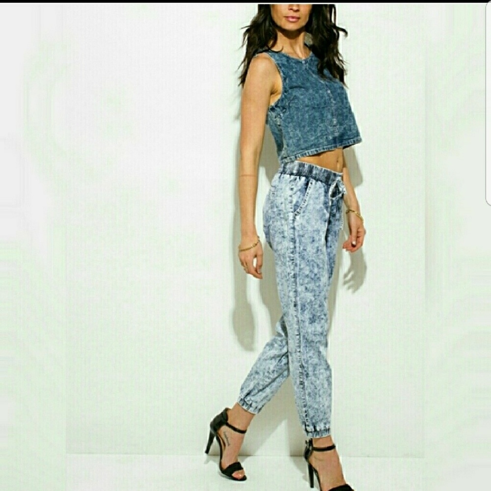 🦎 LAST 1! (S) Awesome acid washed denim joggers - Picture 3 of 5