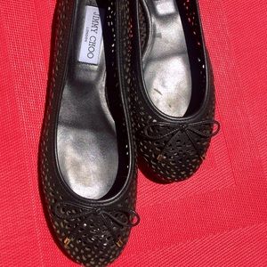 Jimmy Choo Black Leather Ballet Flats