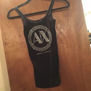 Black embellished Armani Exchange tank top
