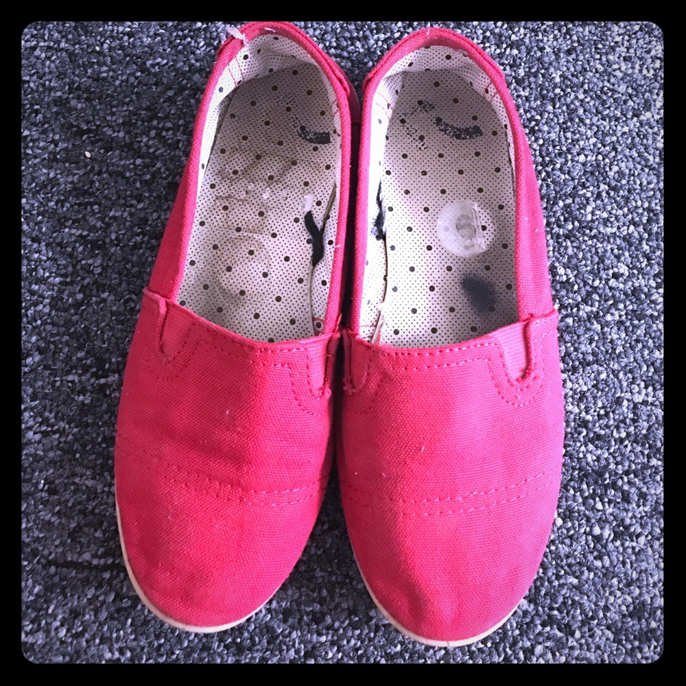 Red slip on shoes