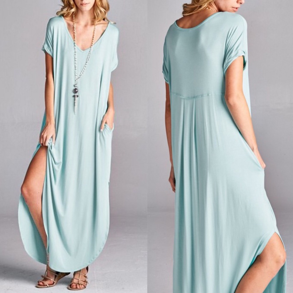 CHARLIZE solid boho dress - ROYAL BLUE - Picture 3 of 3