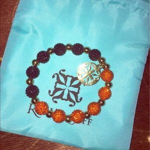 Rustic Cuff Orange, Black & Gold Bracelet