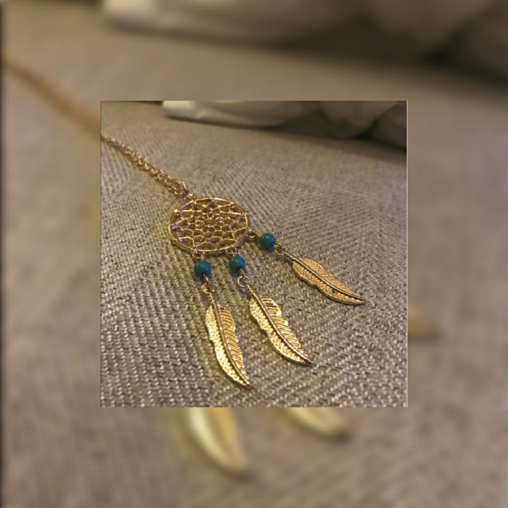 Gold Plated Dream catcher necklace