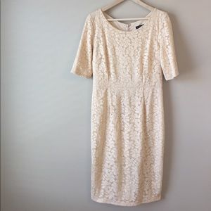 Mikarose- Nude/cream Lace - over the knee dress