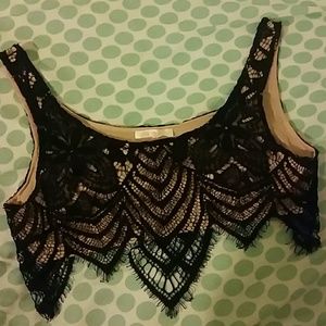 Sexy black and tan lace bralet/crop top