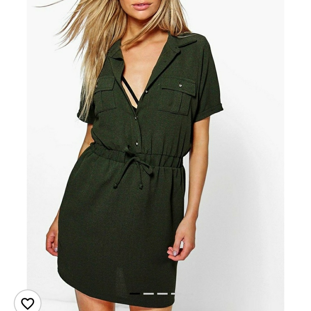 NWT tie waist shirt skater dress from Boohoo
