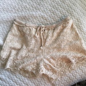 cream lace shorts