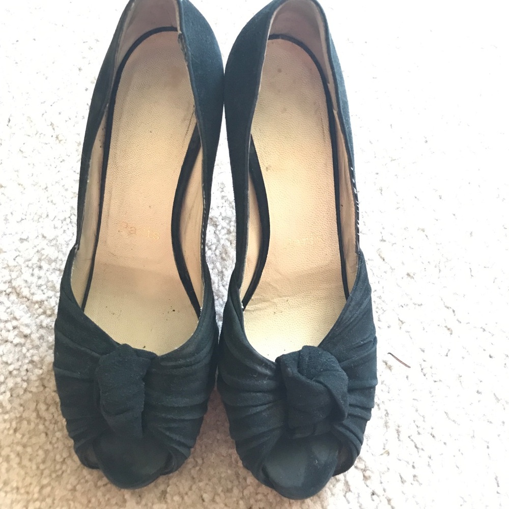 Christian Louboutin Suede Peep Toe Pumps