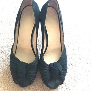 Christian Louboutin Suede Peep Toe Pumps