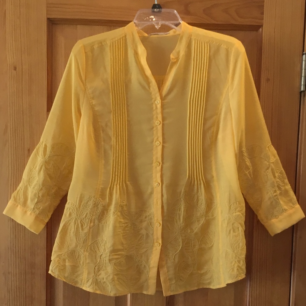 Sheer Embroidered Coldwater Creek Blouse