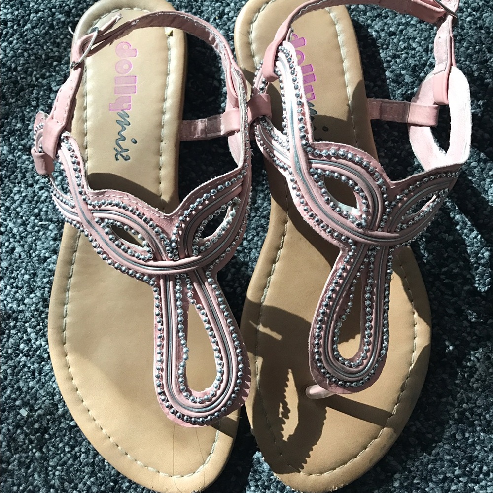 Pink beaded sandals