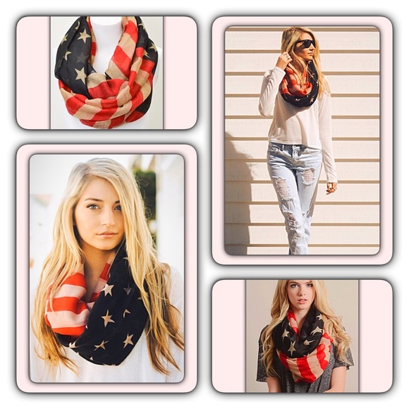 Vintage Look US Flag Infinity Scarf - Picture 4 of 7