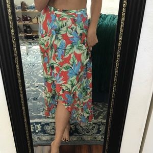 Tropical bright maxi skirt with slit
