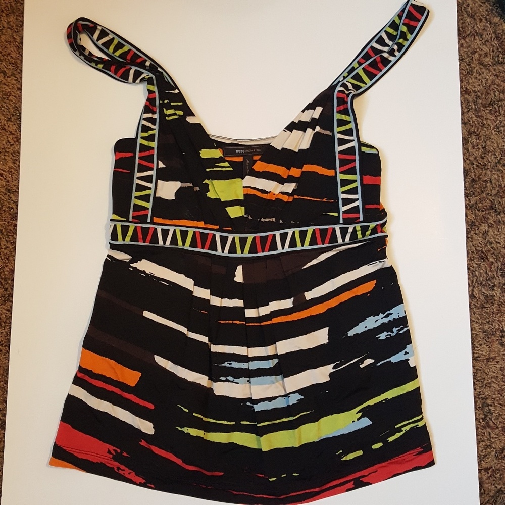 BCBG multi colored striped top