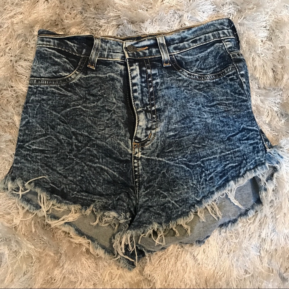 High waisted denim shorts