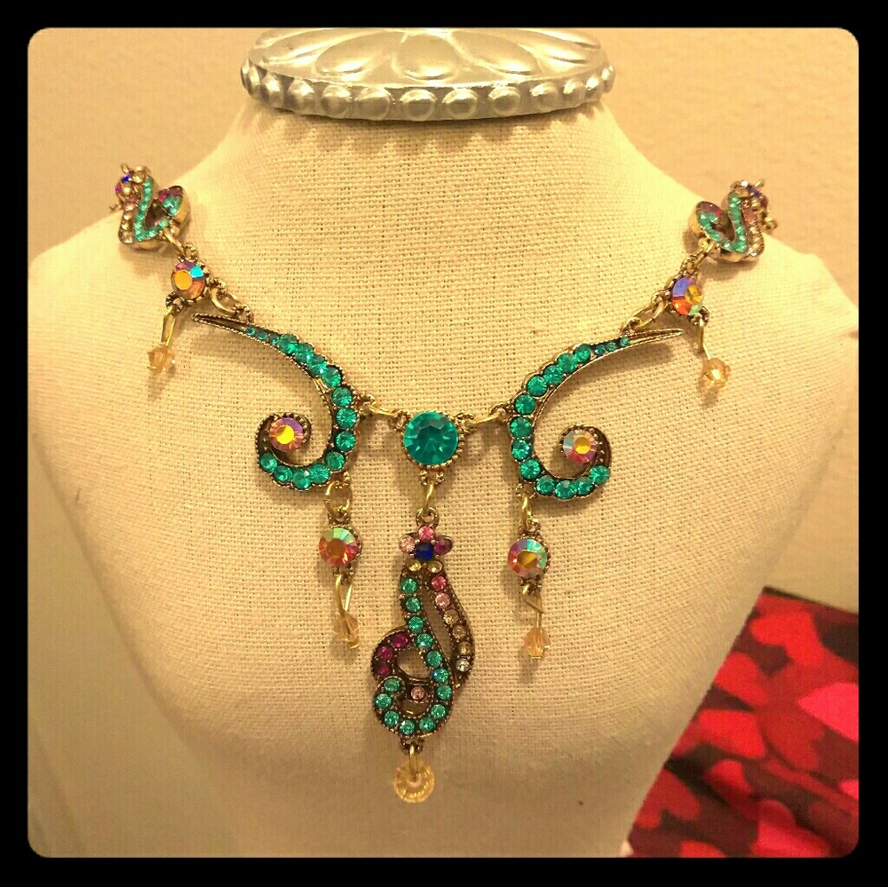 Peacock Inspired Crystal Necklace