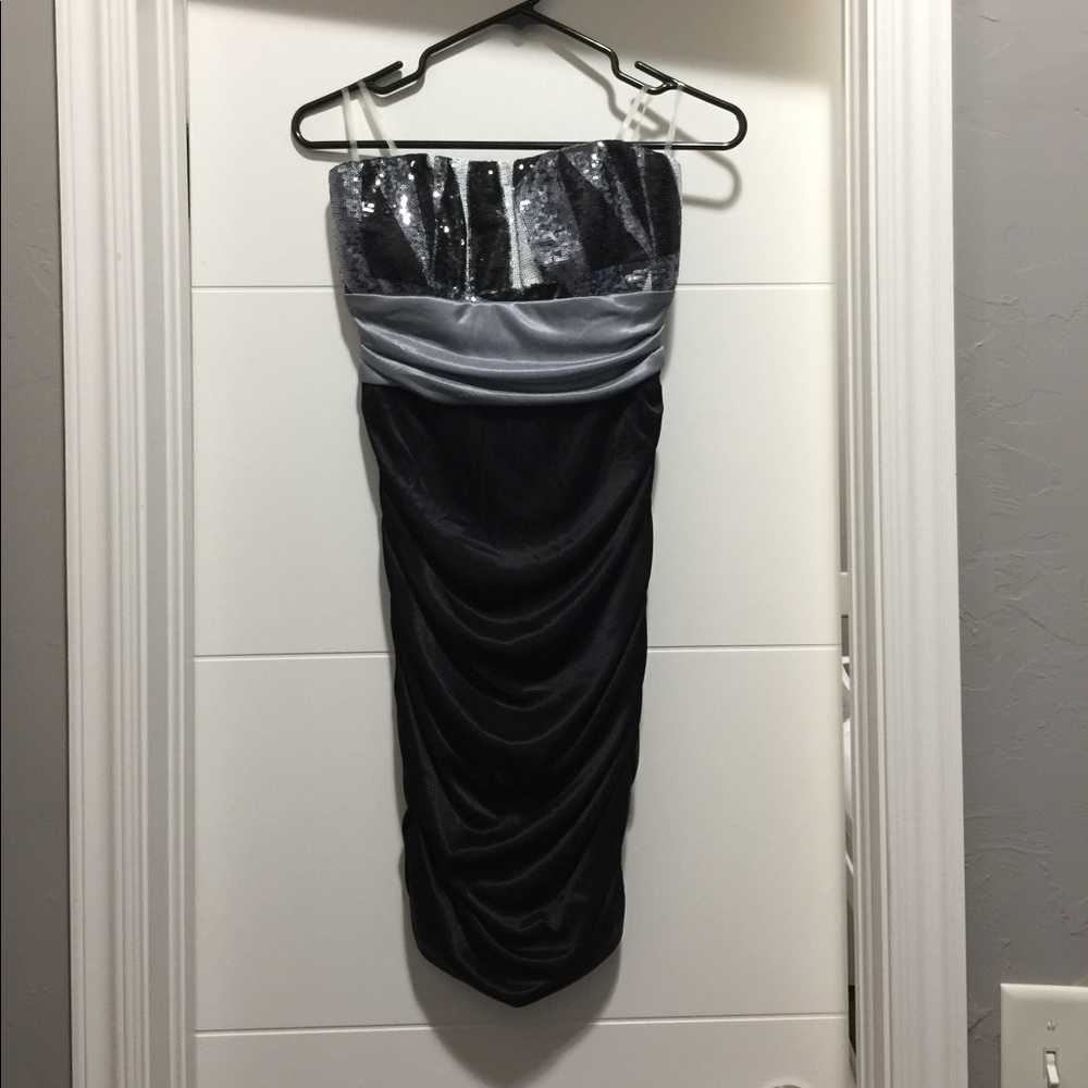 Black/White/Silver tube top dress