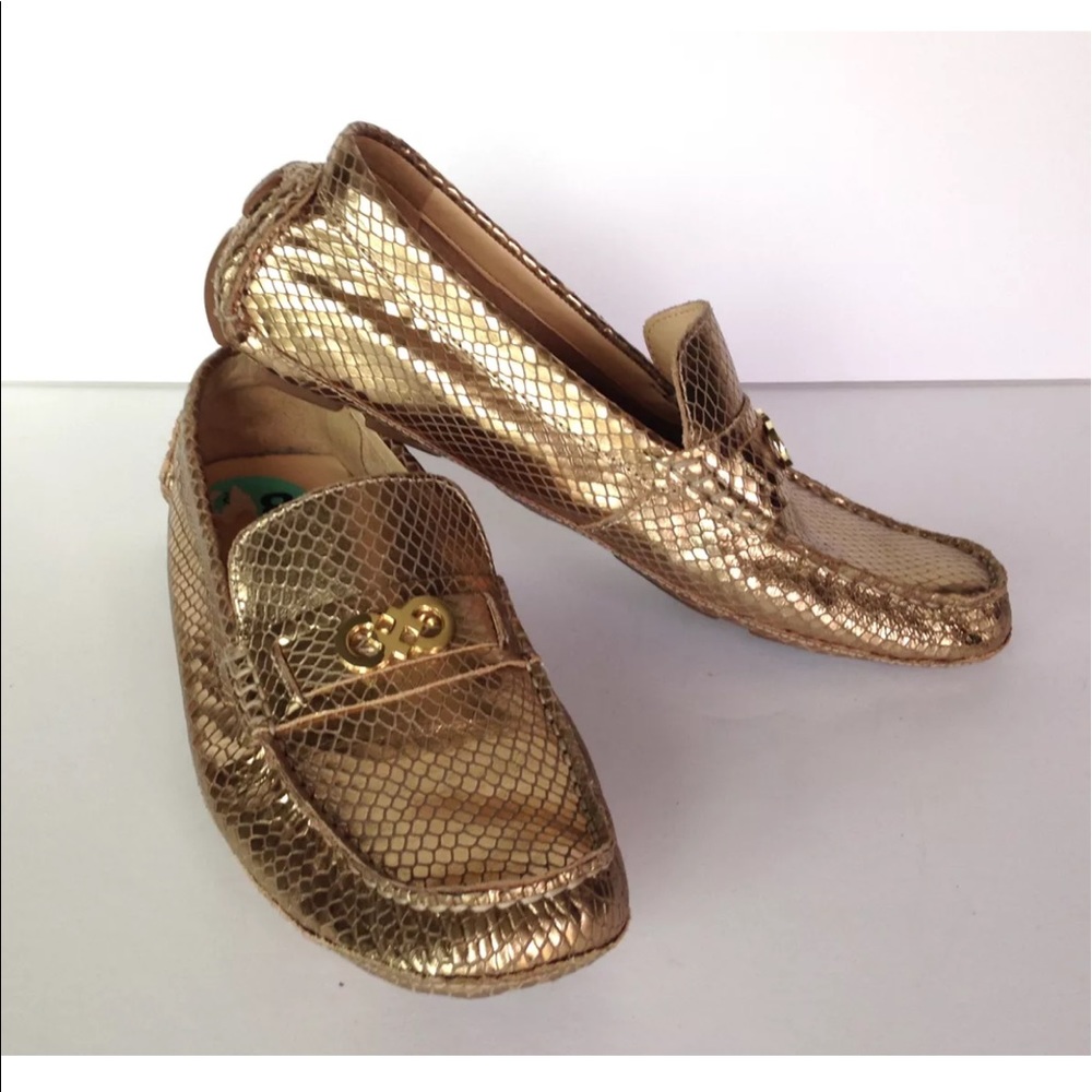 Cole Haan gold Shelby Driver Loafer Moccasin flat