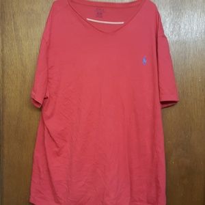 Red Polo V-Neck Tee