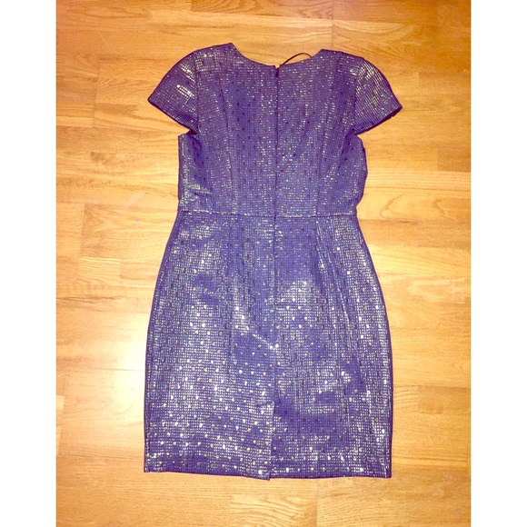 Gold Metallic and navy blue Cap sleeve dress - Picture 3 of 3