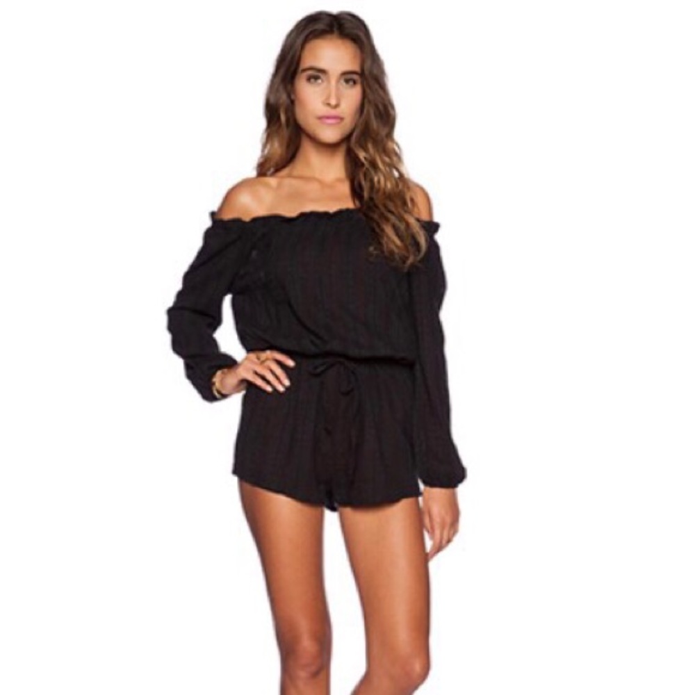 Auguste black off shoulder long sleeve romper sz2