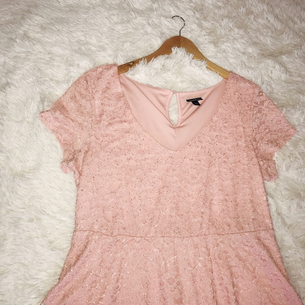 Torrid Plus Size Ballet Pink Sparkle Lace Skater - Picture 3 of 5