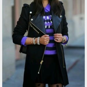 Juicy couture black wool melton moto coat